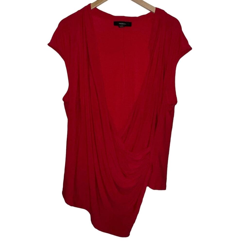 Red Forever 21 Plus Size 3X Surplice Top Career Wear Office Night Out Business